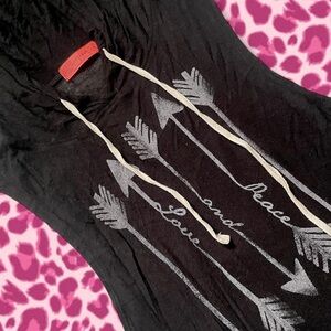 Brand • Spoiled • Black Sleeveless Hoodie • Arrows Peace & Love Graphic • SIZE L